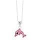 Silverhalsband för barn - rosa delfin, 36+2 cm