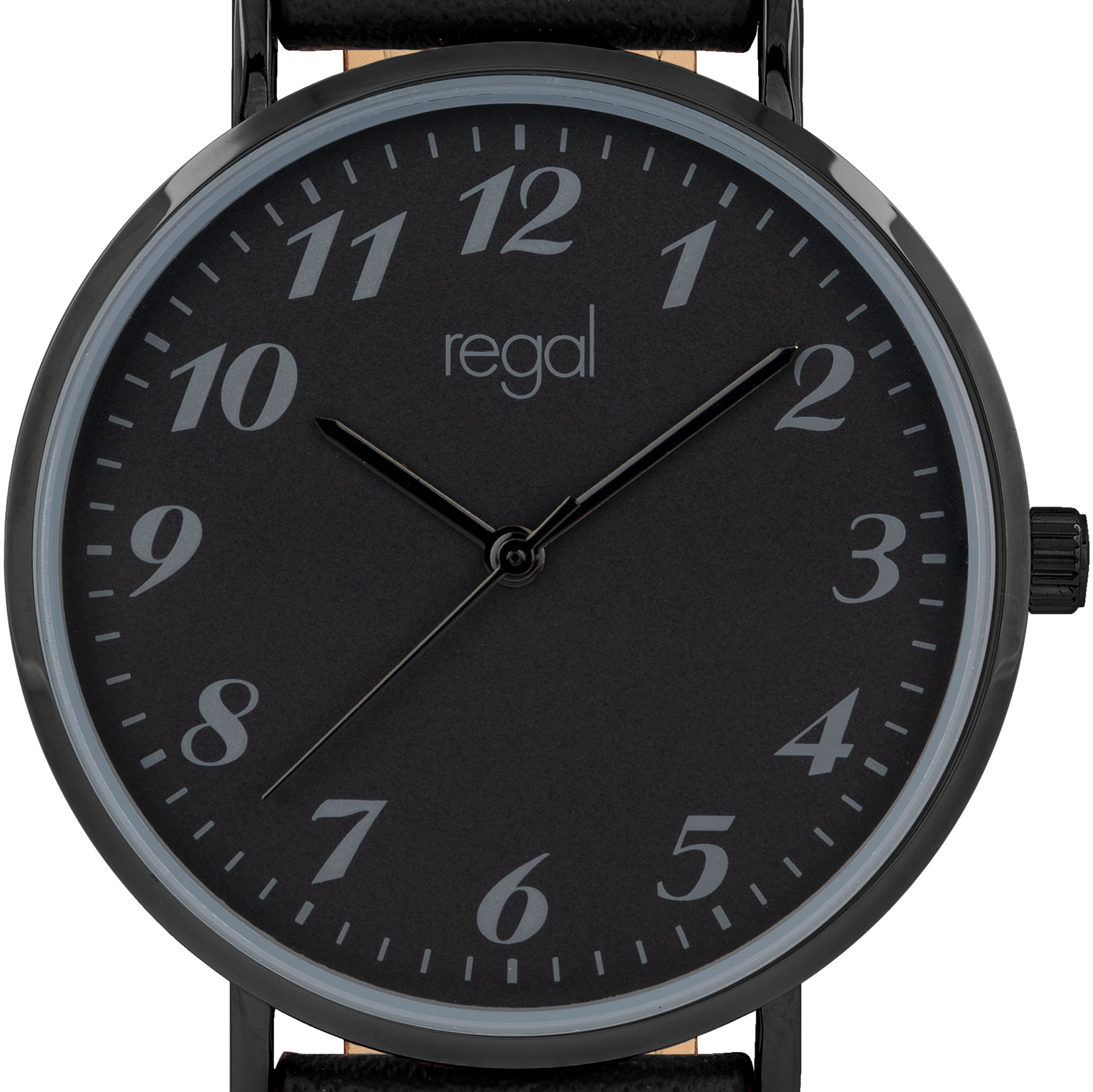 Regal damklocka - svart band, svart tavla, 38mm