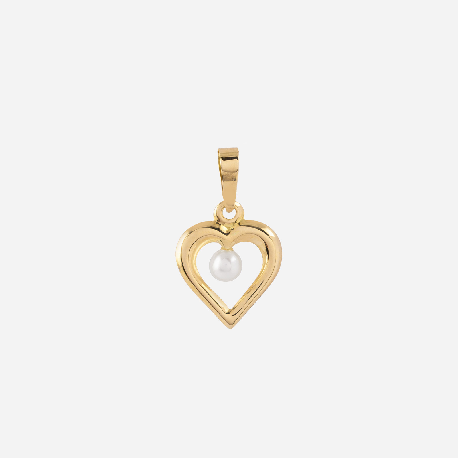 Hängsmycke 18k guld - Hjärta med liten pärla 11 mm