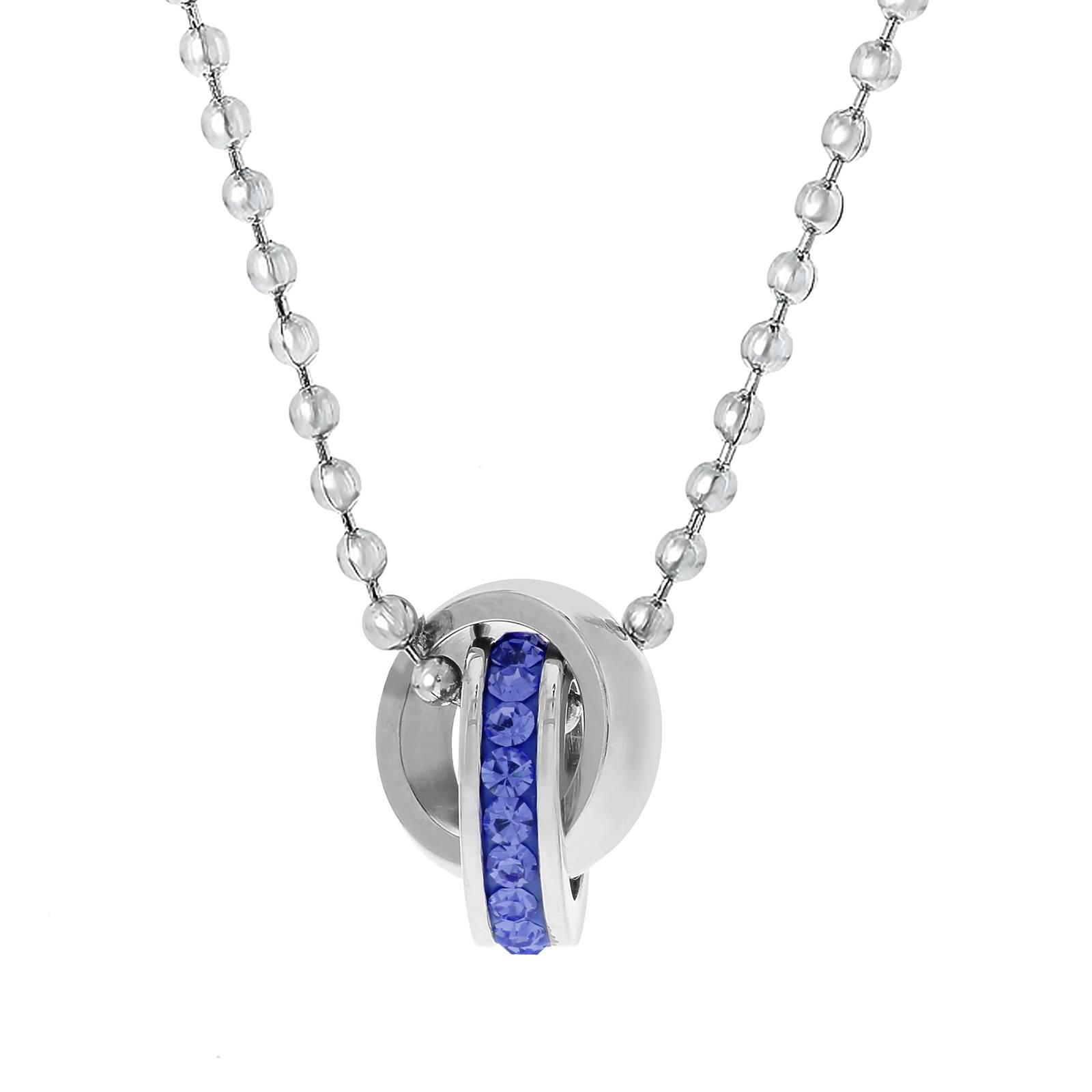 Halsband för barn - stål med blå stenar