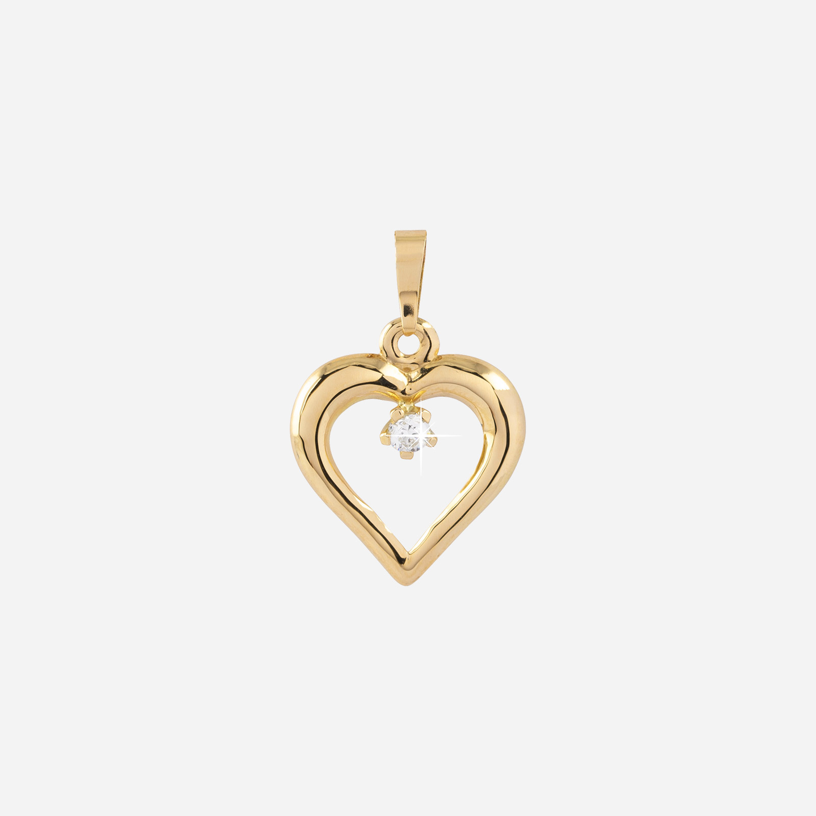 Hängsmycke 18k guld - Hjärta med Kubisk Zirkonia 15 mm