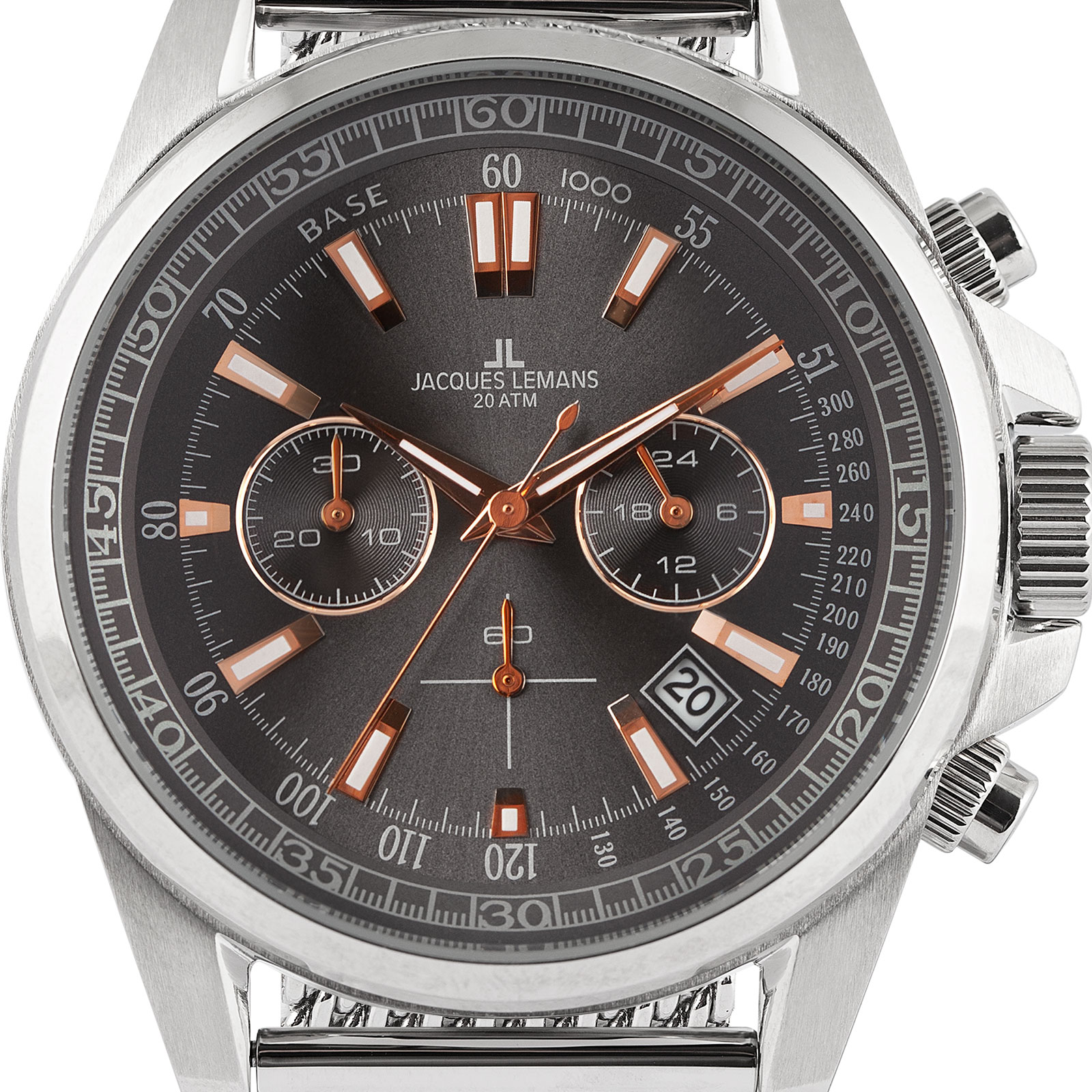 Jacques Lemans Liverpool - herr, presentset, grå mesh, 44mm